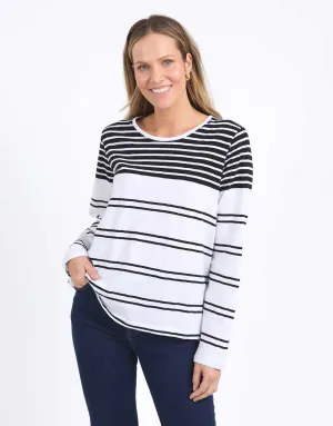 Lexa Stripe Long Sleeve Tee - Black & White Stripe