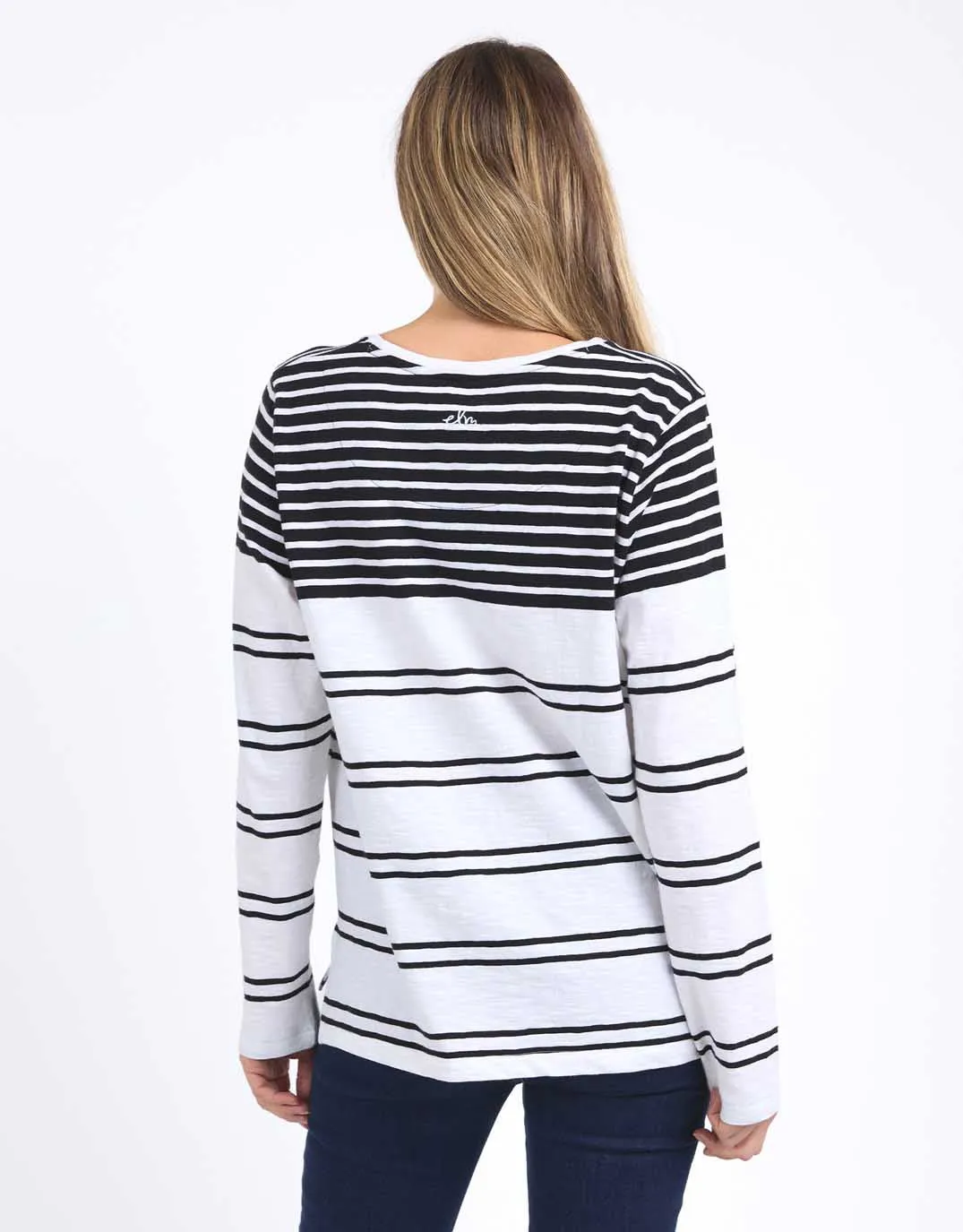 Lexa Stripe Long Sleeve Tee - Black & White Stripe