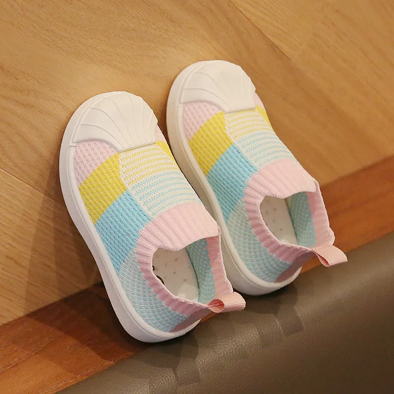 Little Yellow Duck Flying Woven Net Shoes Shell Toe Color Matching Casual Shoes
