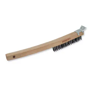 Long Wood Handle Wire Brush, Labelled