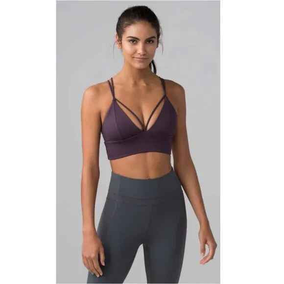 Lululemon Pushing Limits Bra Black Currant 10