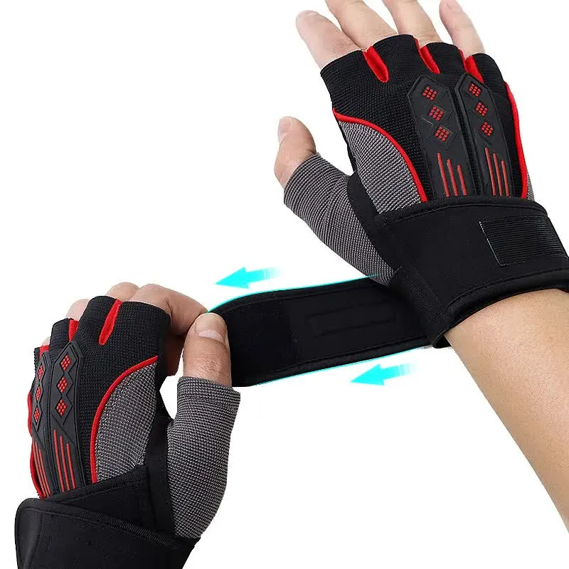 M White Fingerless Workout Gloves with Wrist Support ‚Äì Non-Slip, Breathable Gym Gloves for Weightlifting and Cycling