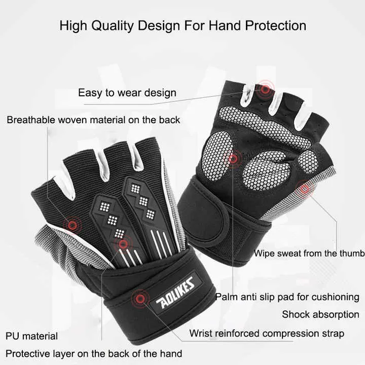 M White Fingerless Workout Gloves with Wrist Support ‚Äì Non-Slip, Breathable Gym Gloves for Weightlifting and Cycling