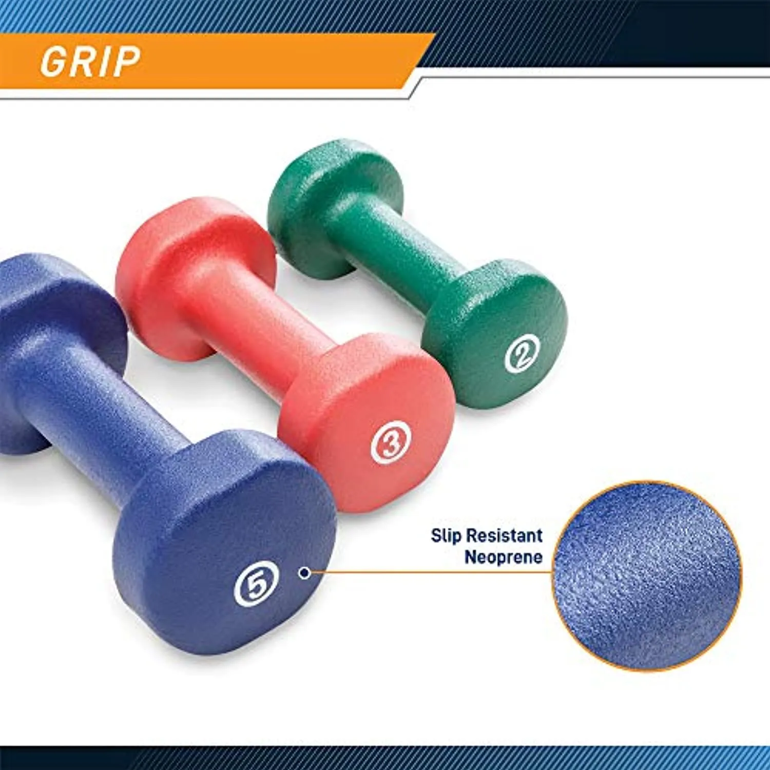 Marcy Neoprene Dumbbell Set (3 Pairs) with Carrying Case NDS-21.1