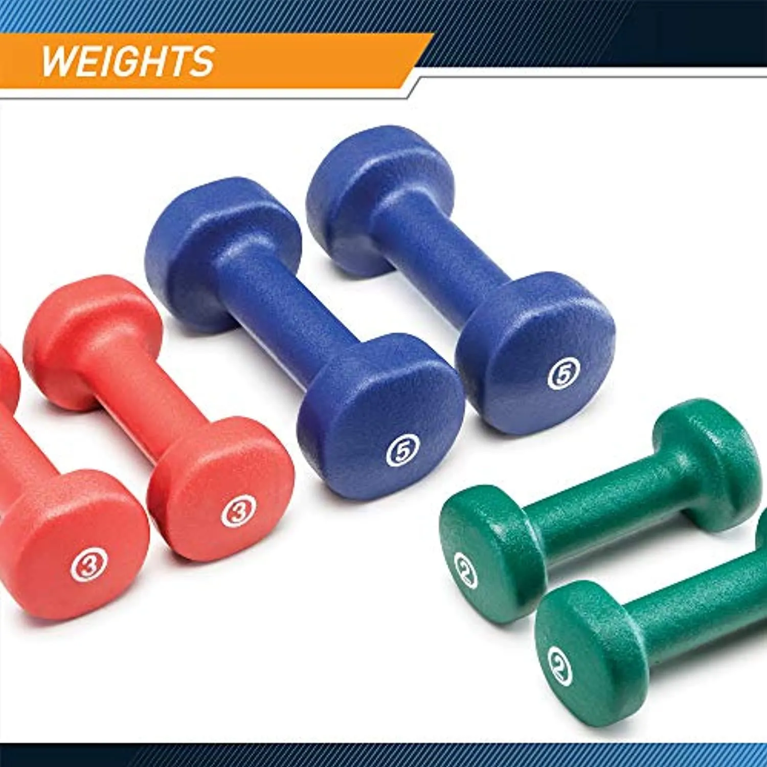 Marcy Neoprene Dumbbell Set (3 Pairs) with Carrying Case NDS-21.1