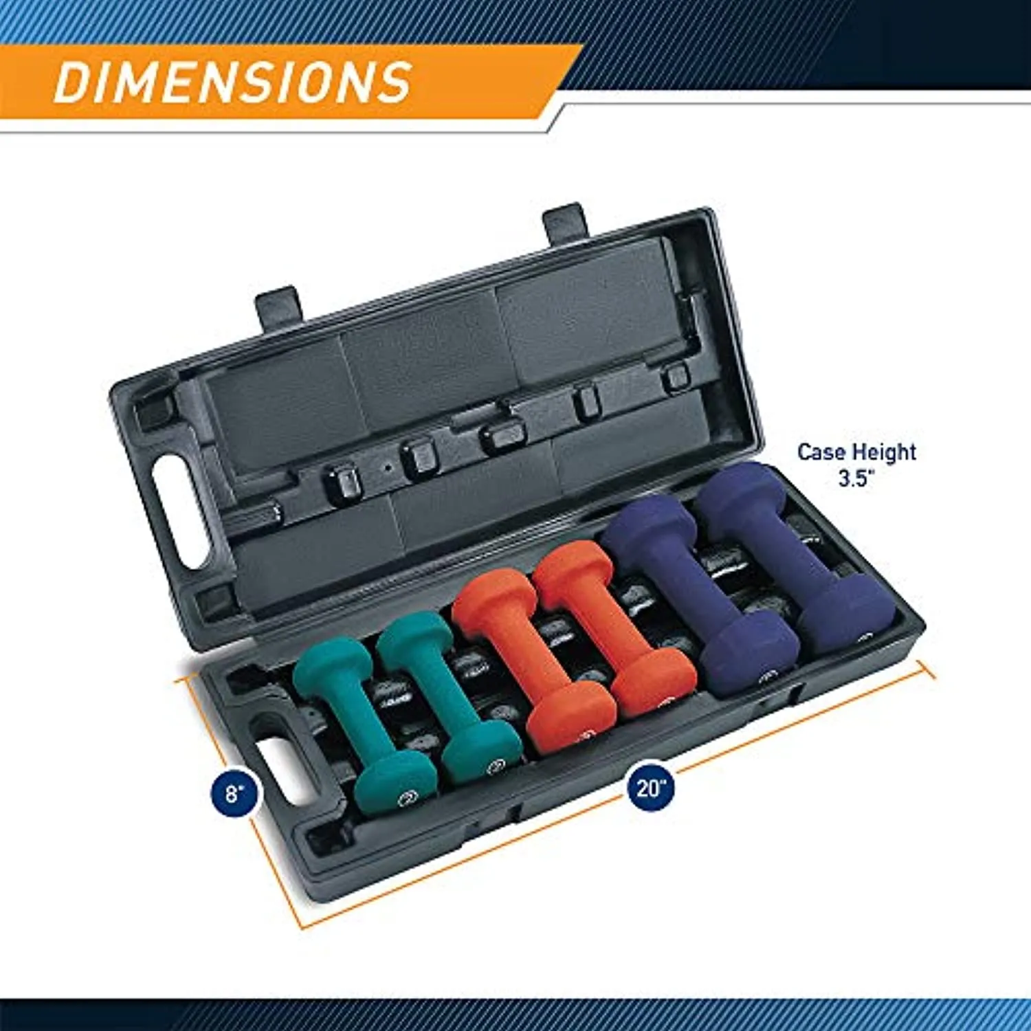 Marcy Neoprene Dumbbell Set (3 Pairs) with Carrying Case NDS-21.1