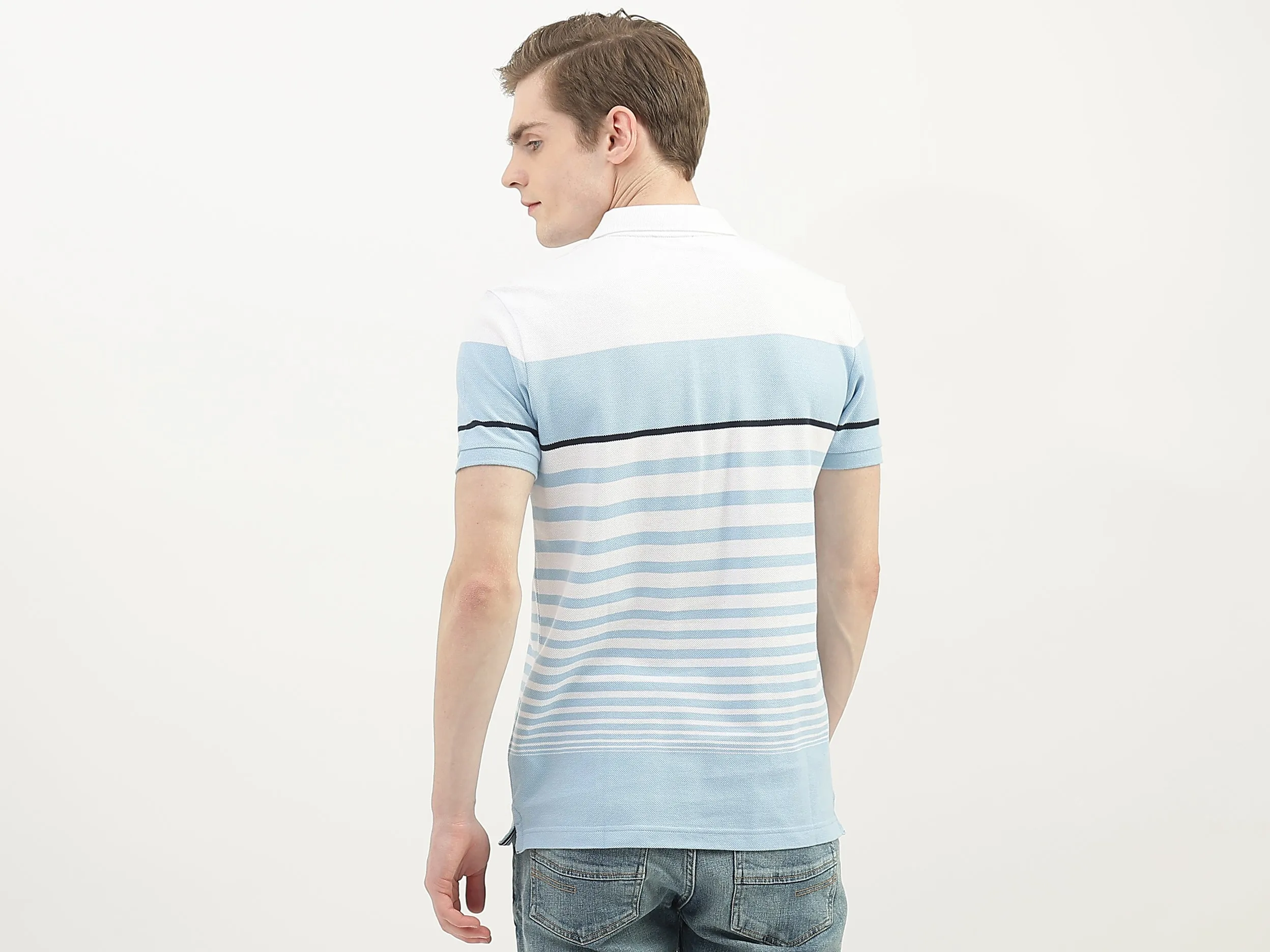 Men Striped Polo Collar T-Shirt