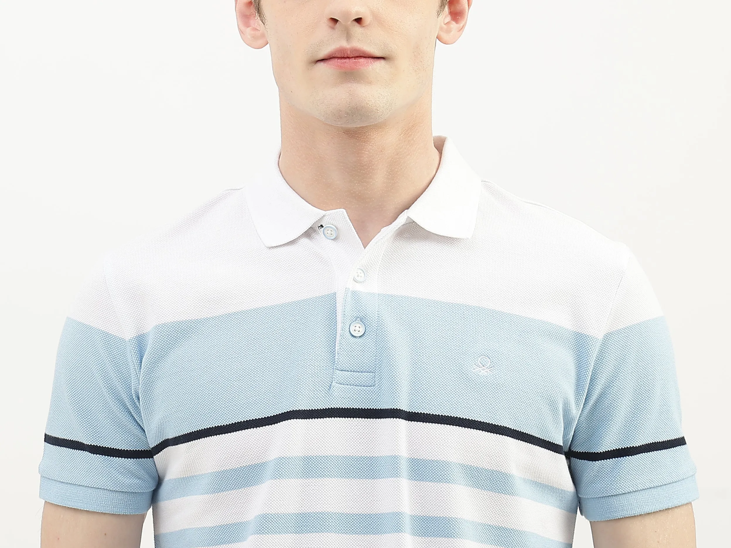 Men Striped Polo Collar T-Shirt