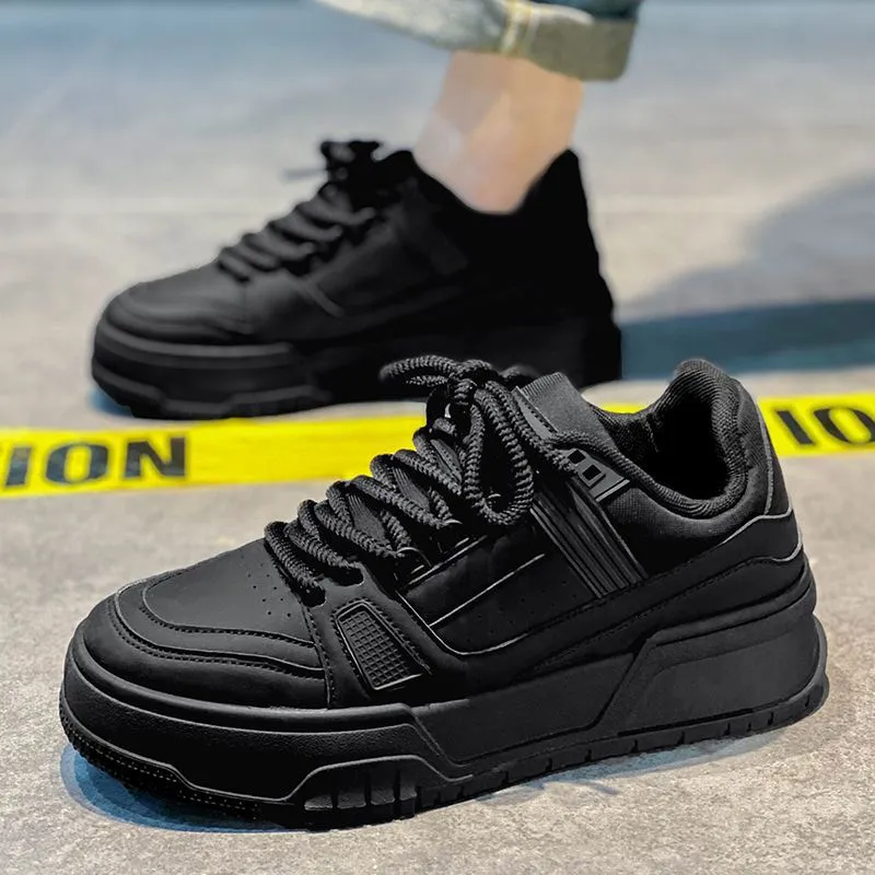 Men's Black Board Green Less Sports Platform Casual Shoes