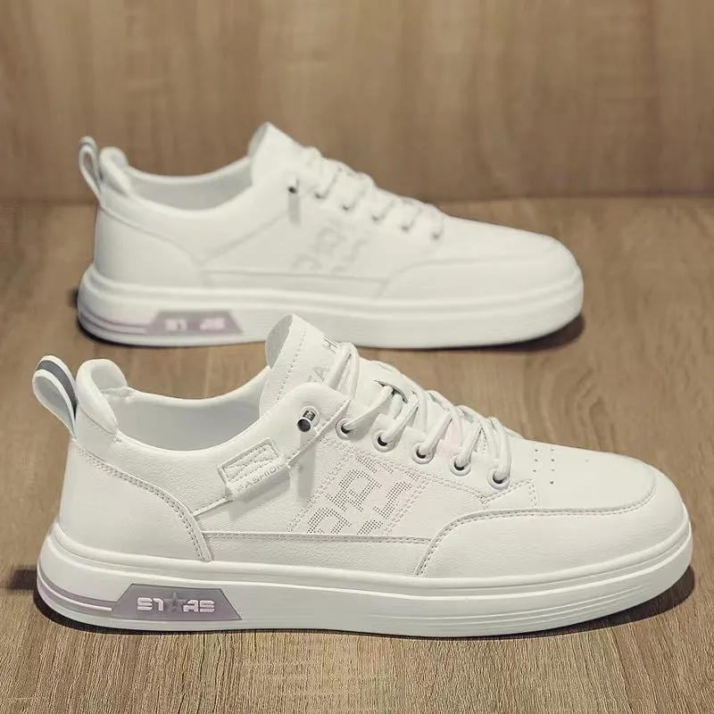 Men's Fashionable Autumn White Breathable Soft Bottom Green Little Sneakers