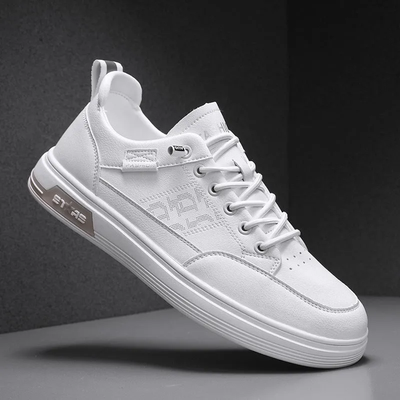 Men's Fashionable Autumn White Breathable Soft Bottom Green Little Sneakers