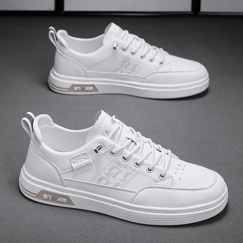 Men's Fashionable Autumn White Breathable Soft Bottom Green Little Sneakers