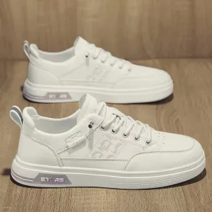 Men's Fashionable Autumn White Breathable Soft Bottom Green Little Sneakers