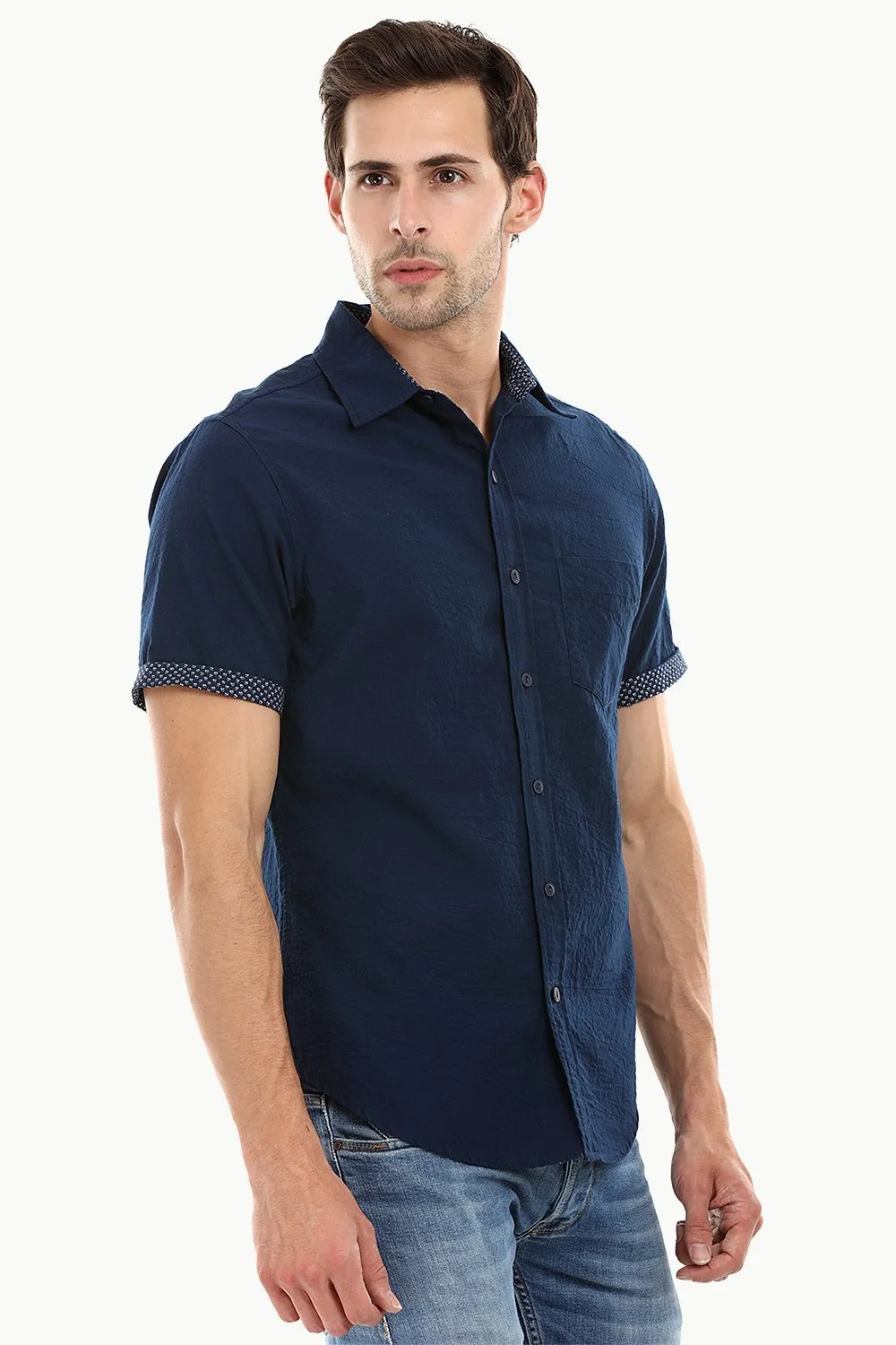 Men's Navy Casual Knit Shirt