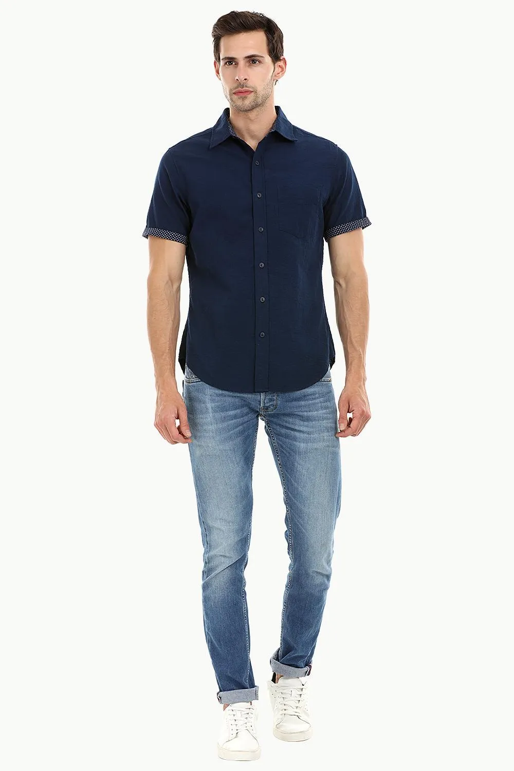 Men's Navy Casual Knit Shirt