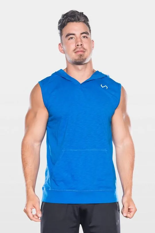 Men's TLF Brand Challenge V-Neck Pullover Sleeveless Hoodie Tee (Blue)