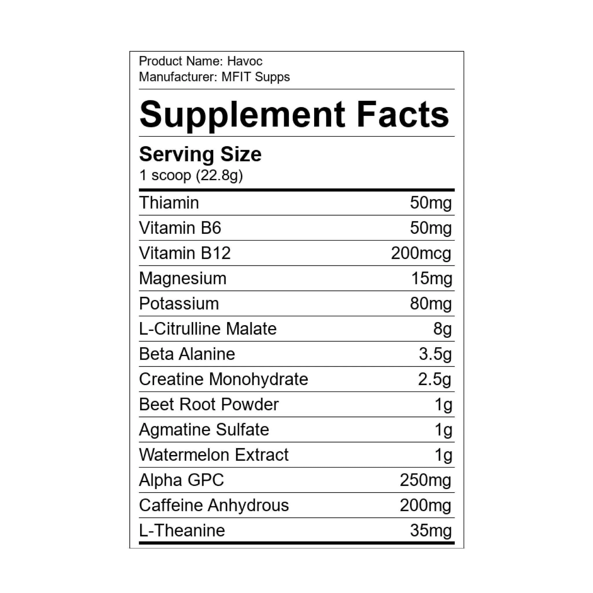 MFIT Supps Havoc Pre-Workout
