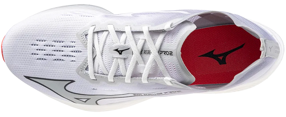 MIZUNO Wave Rebellion Pro 2, Herren, White / Harbor Mist / Cayenne