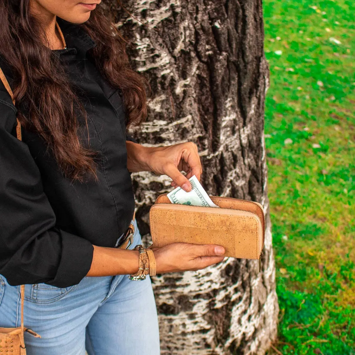 Natural cork women's classic vegan wallet