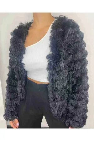 Nina Faux Fur Jacket Black