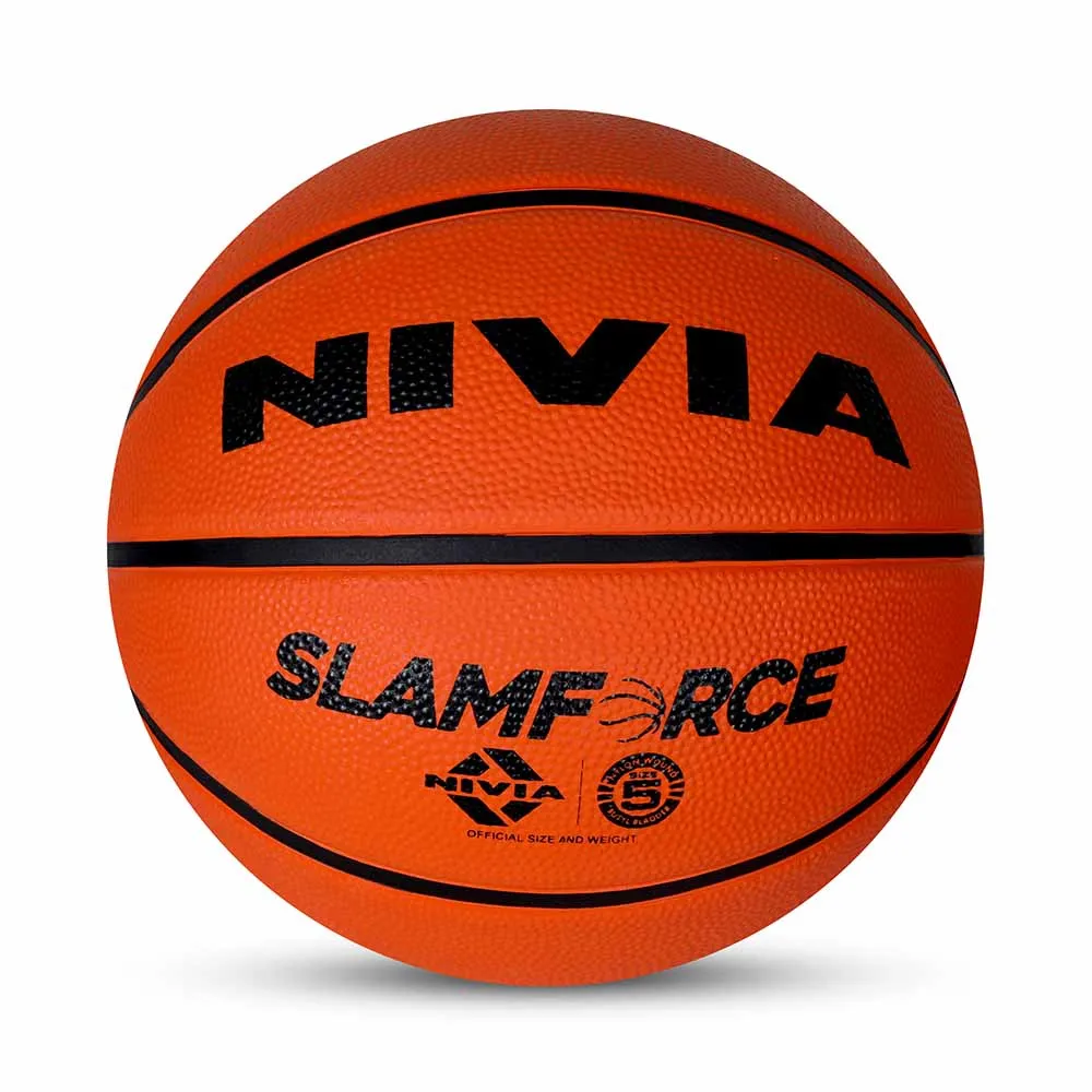 NIVIA SLAMFORCE, Training Ball, 8 Panels, Durable Rubber Cover Molded with Pebbled Texture , Butyl ThreadwoundedBladder, As per Basic Standard, Made for Beginners , to Play on All Indoor & Outdoor Surfaces