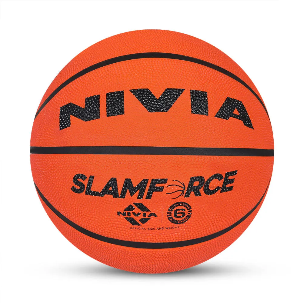 NIVIA SLAMFORCE, Training Ball, 8 Panels, Durable Rubber Cover Molded with Pebbled Texture , Butyl ThreadwoundedBladder, As per Basic Standard, Made for Beginners , to Play on All Indoor & Outdoor Surfaces