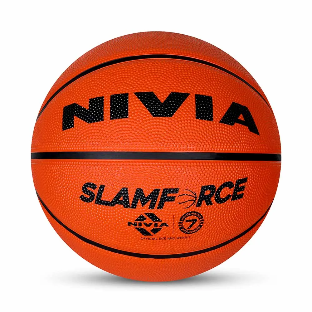 NIVIA SLAMFORCE, Training Ball, 8 Panels, Durable Rubber Cover Molded with Pebbled Texture , Butyl ThreadwoundedBladder, As per Basic Standard, Made for Beginners , to Play on All Indoor & Outdoor Surfaces
