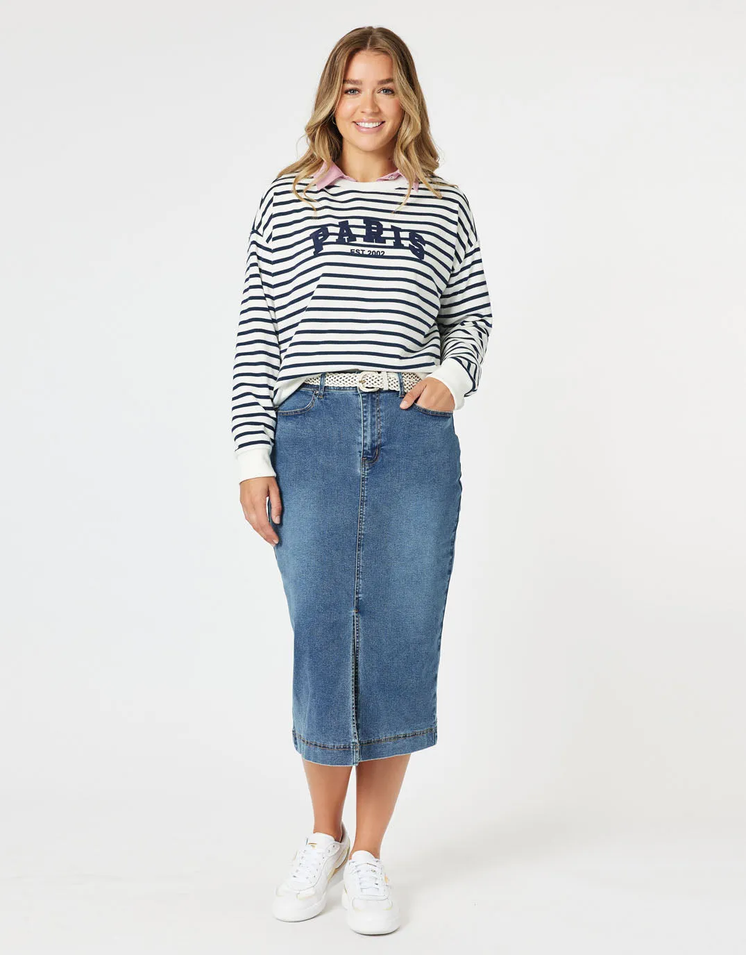 Paris Stripe Sweatshirt - Navy/White