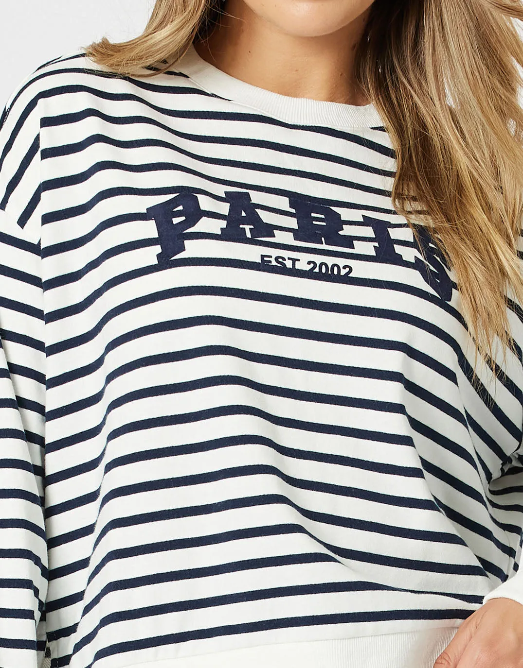 Paris Stripe Sweatshirt - Navy/White