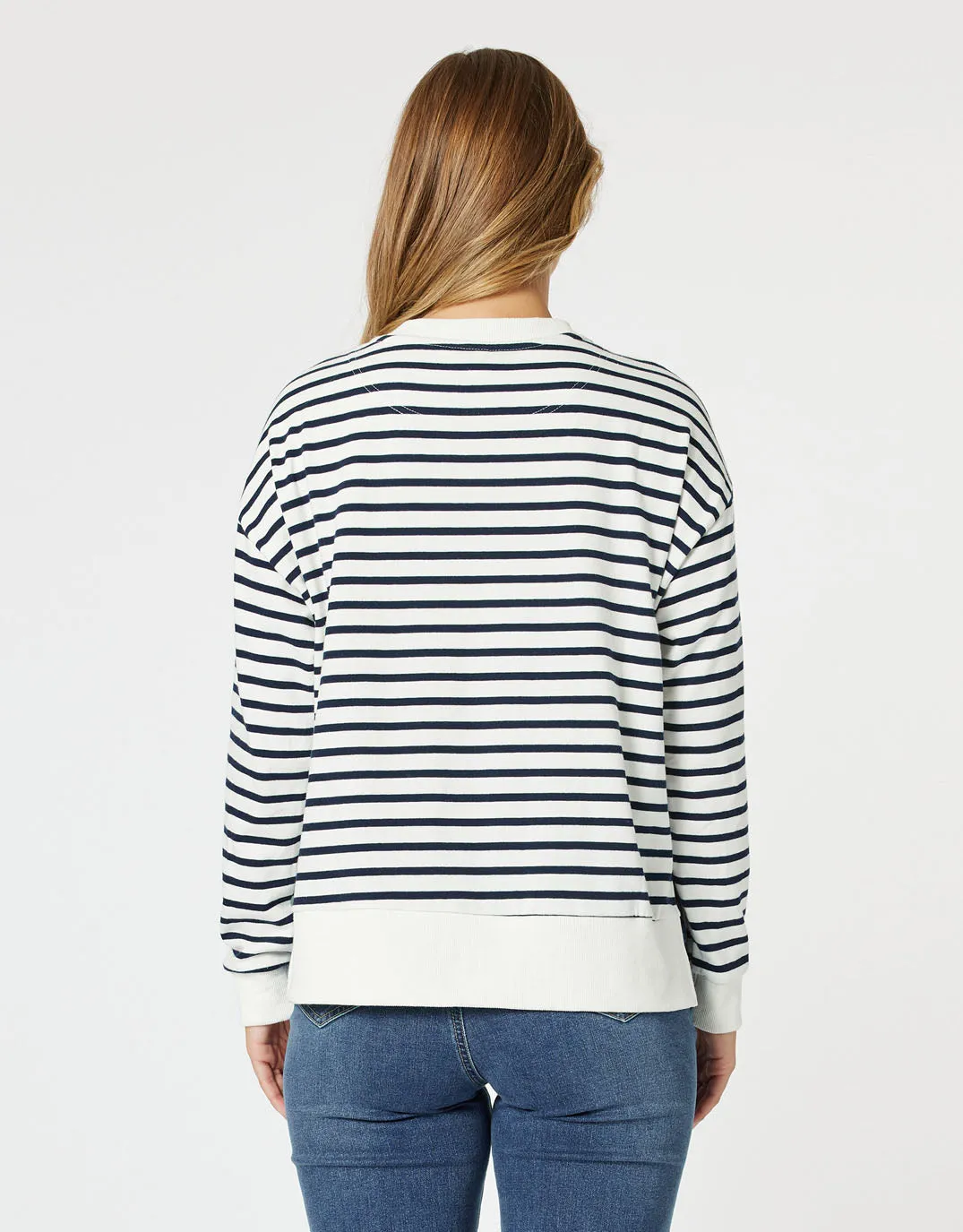 Paris Stripe Sweatshirt - Navy/White