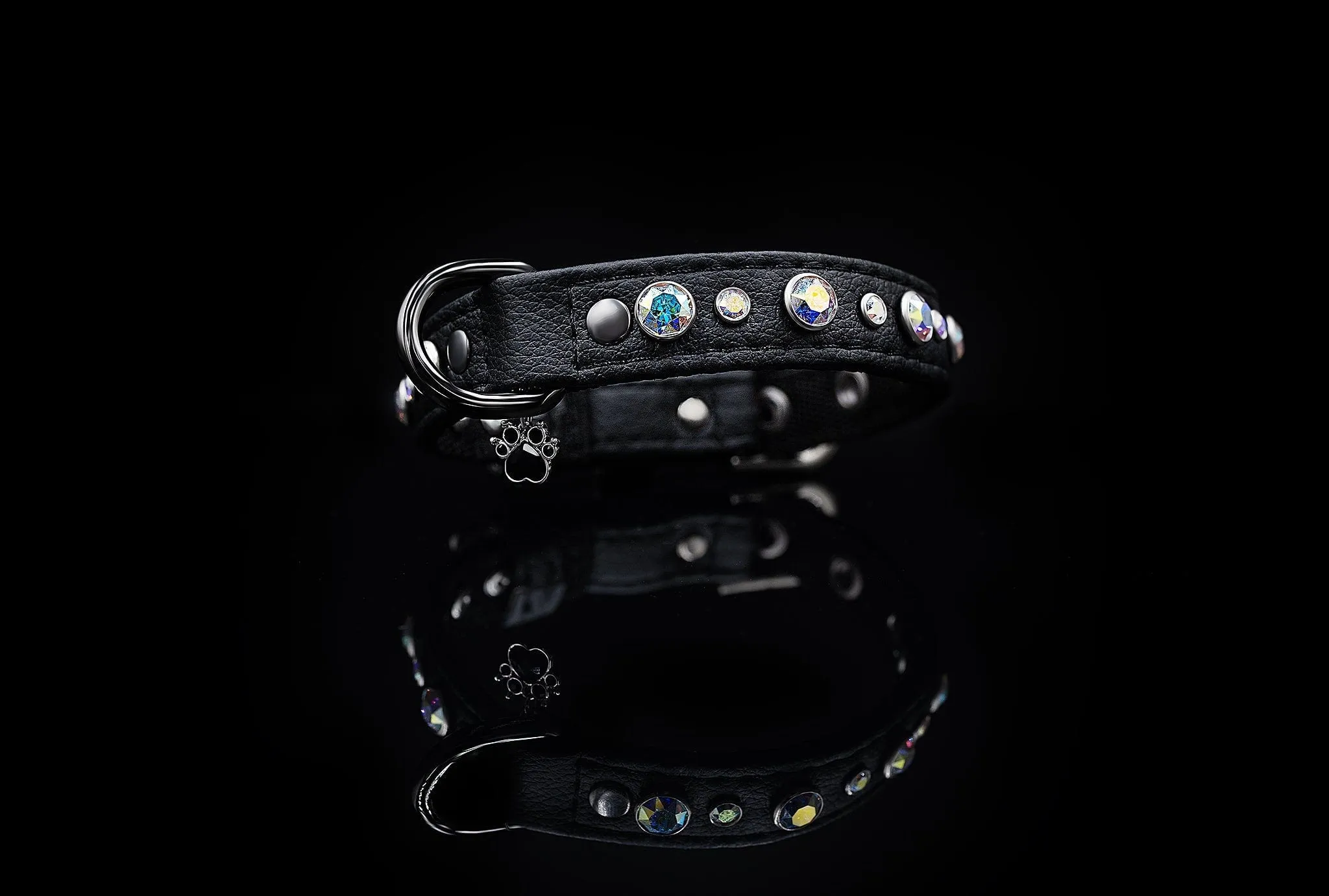 Piñatex® Vegan Leather Rhinestone Collar | Black Jet
