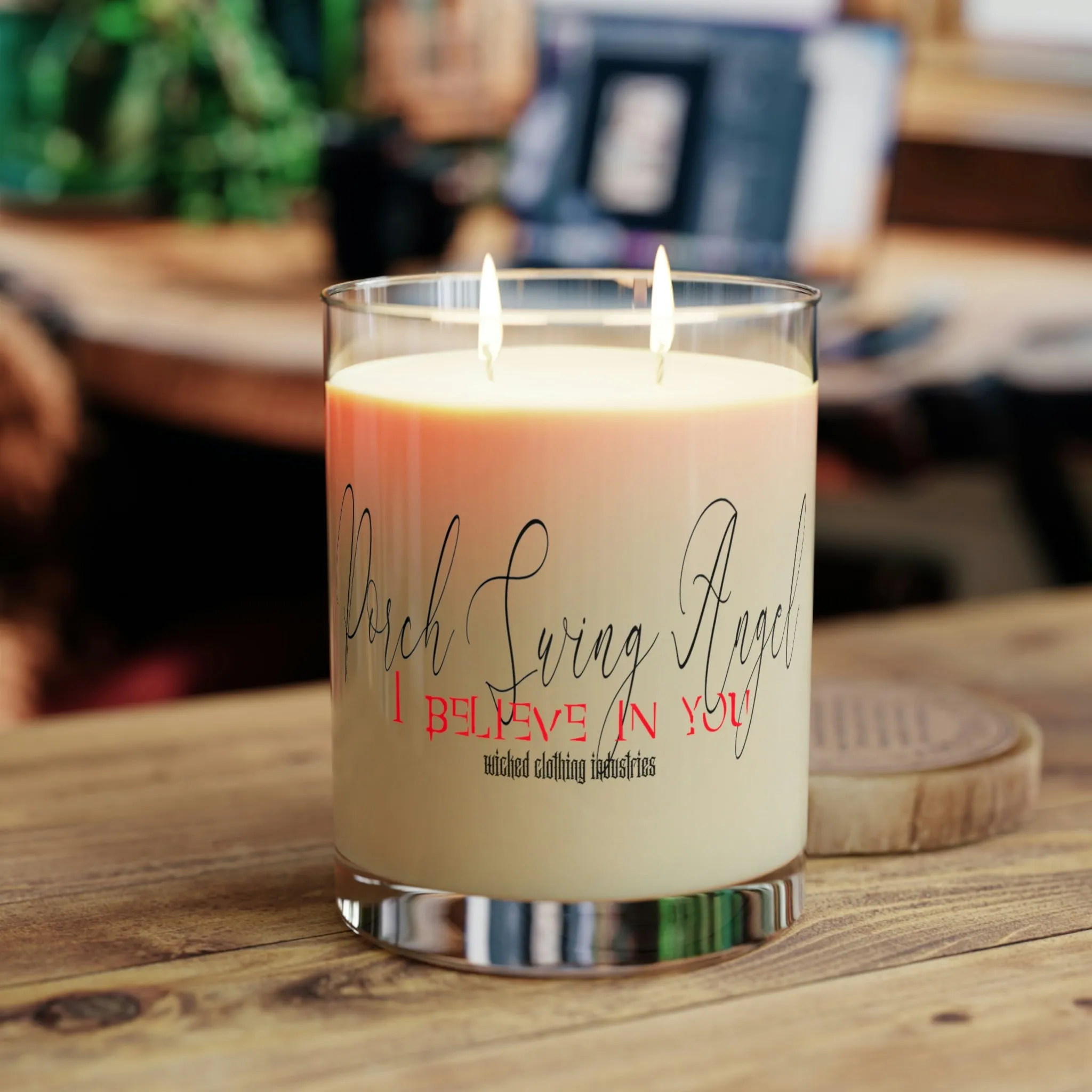 Porch Swing Angel 2 On Glass /Scented Candle, 11oz