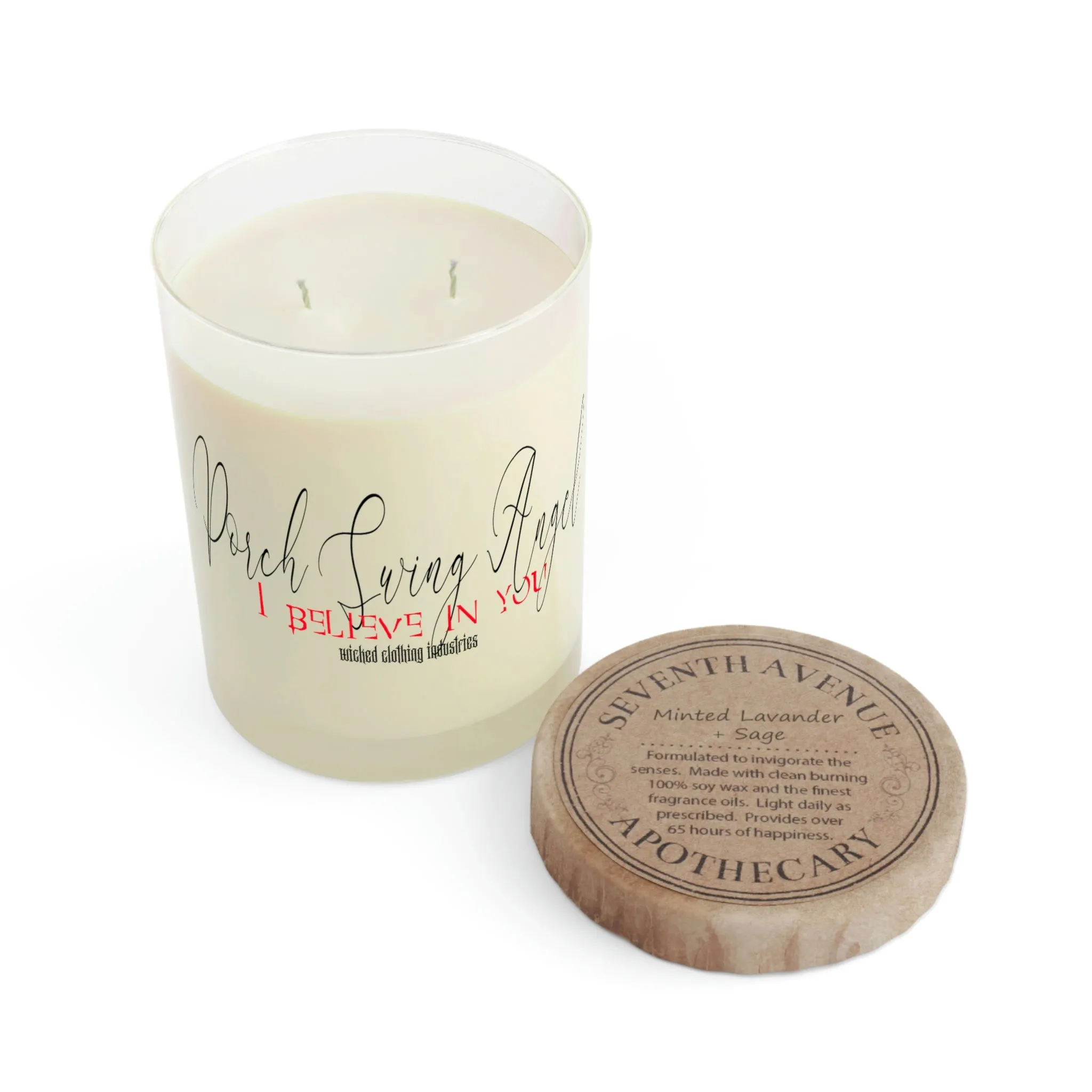 Porch Swing Angel 2 On Glass /Scented Candle, 11oz