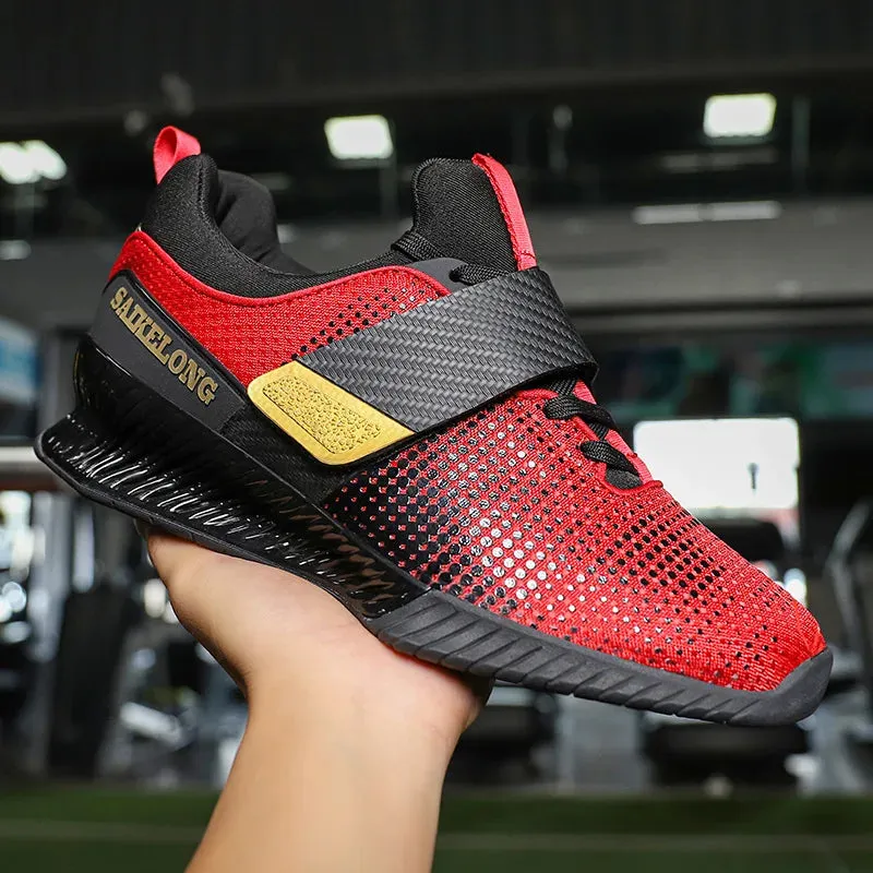Premium Weightlifting Shoes for Men – Red Gym Training Shoes, Sizes 37-46, Durable Support for Heavy Lifting