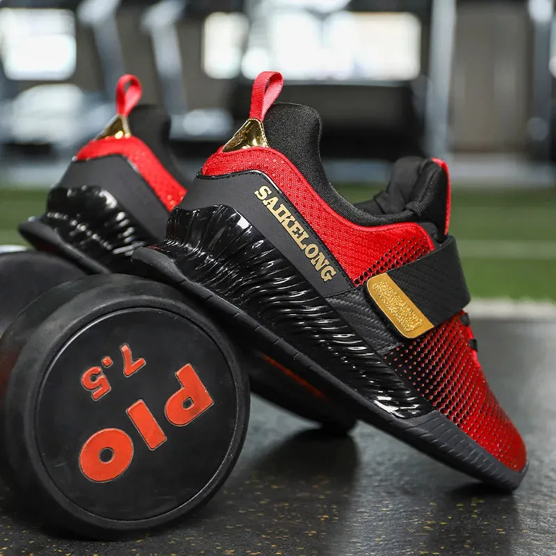 Premium Weightlifting Shoes for Men – Red Gym Training Shoes, Sizes 37-46, Durable Support for Heavy Lifting