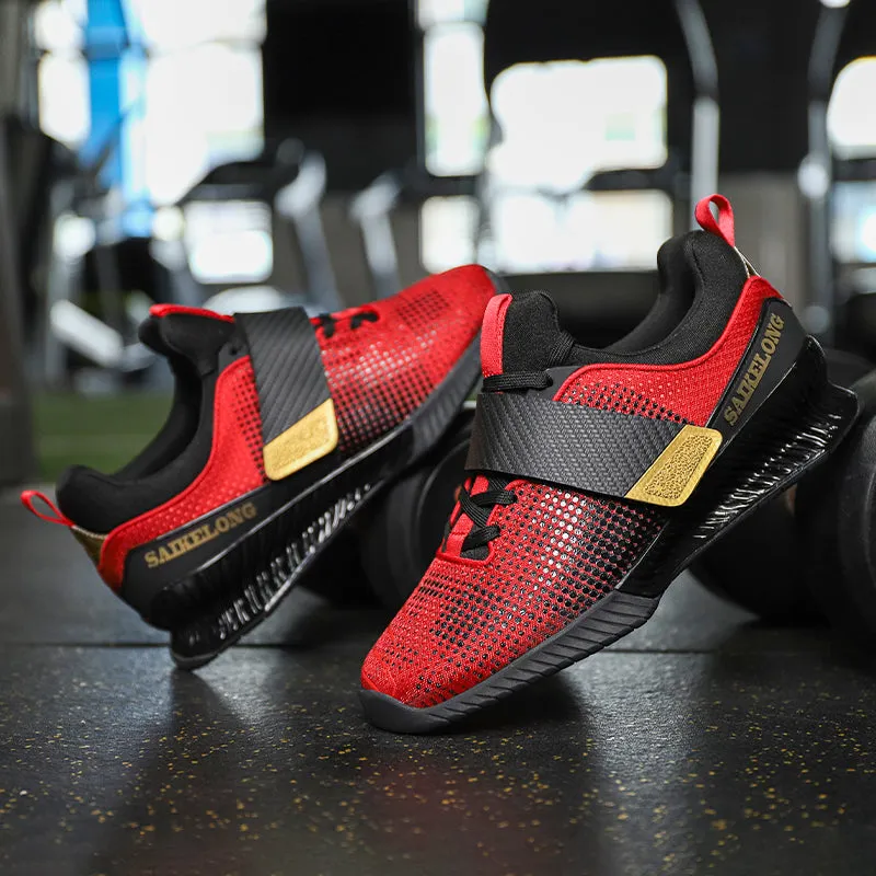 Premium Weightlifting Shoes for Men – Red Gym Training Shoes, Sizes 37-46, Durable Support for Heavy Lifting