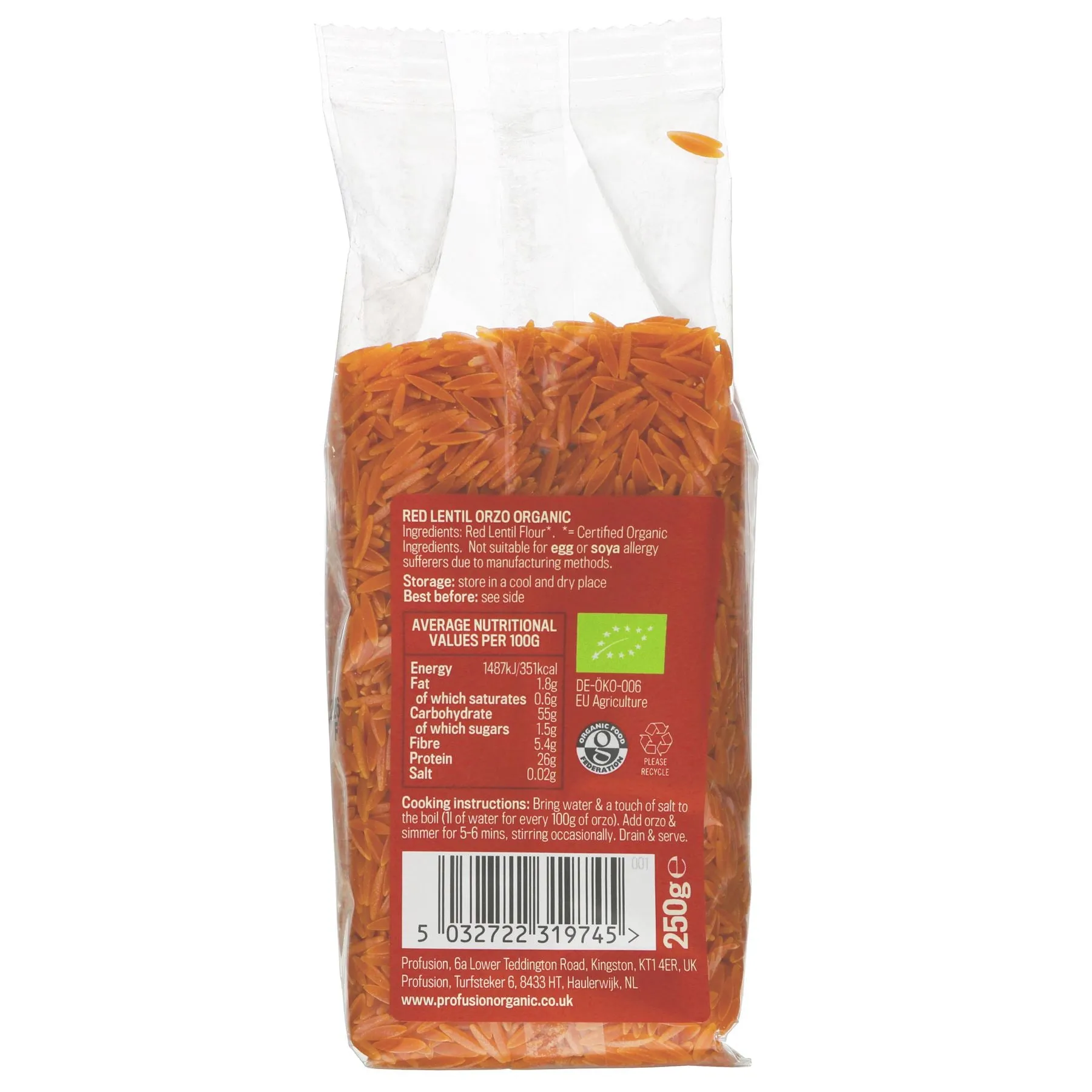 Profusion | Organic Red Lentil Orzo | 250g