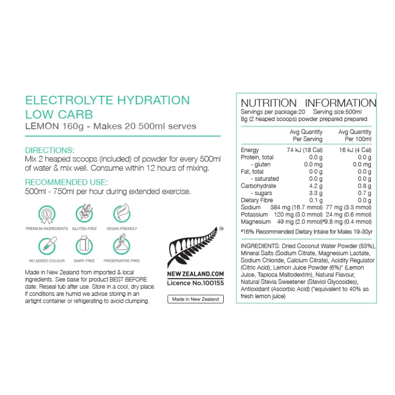 Pure Electrolyte Hydration Low Carb Drink Mix