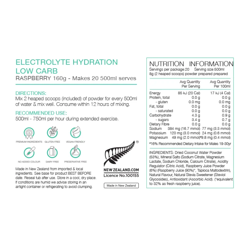 Pure Electrolyte Hydration Low Carb Drink Mix