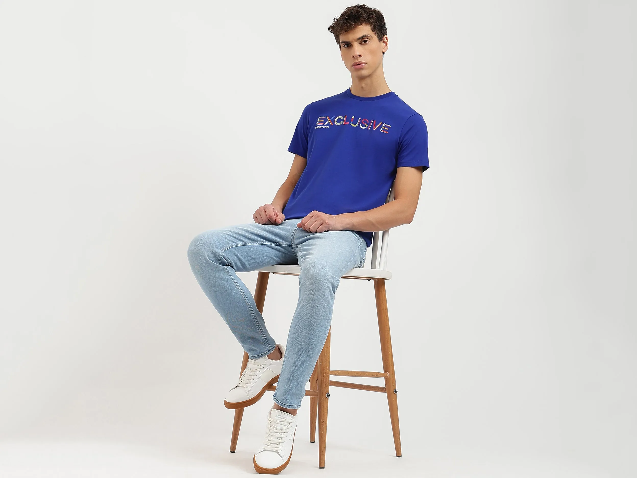 Regular Fit Crew Neck Embroidered T Shirt