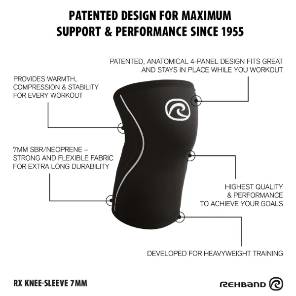 Rehband RX Knee Support 7mm - Carbon Black