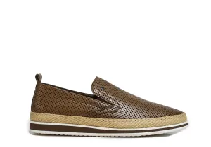 Roberto Serpentini Men's Marrone Perforated Leather Slip On 1824