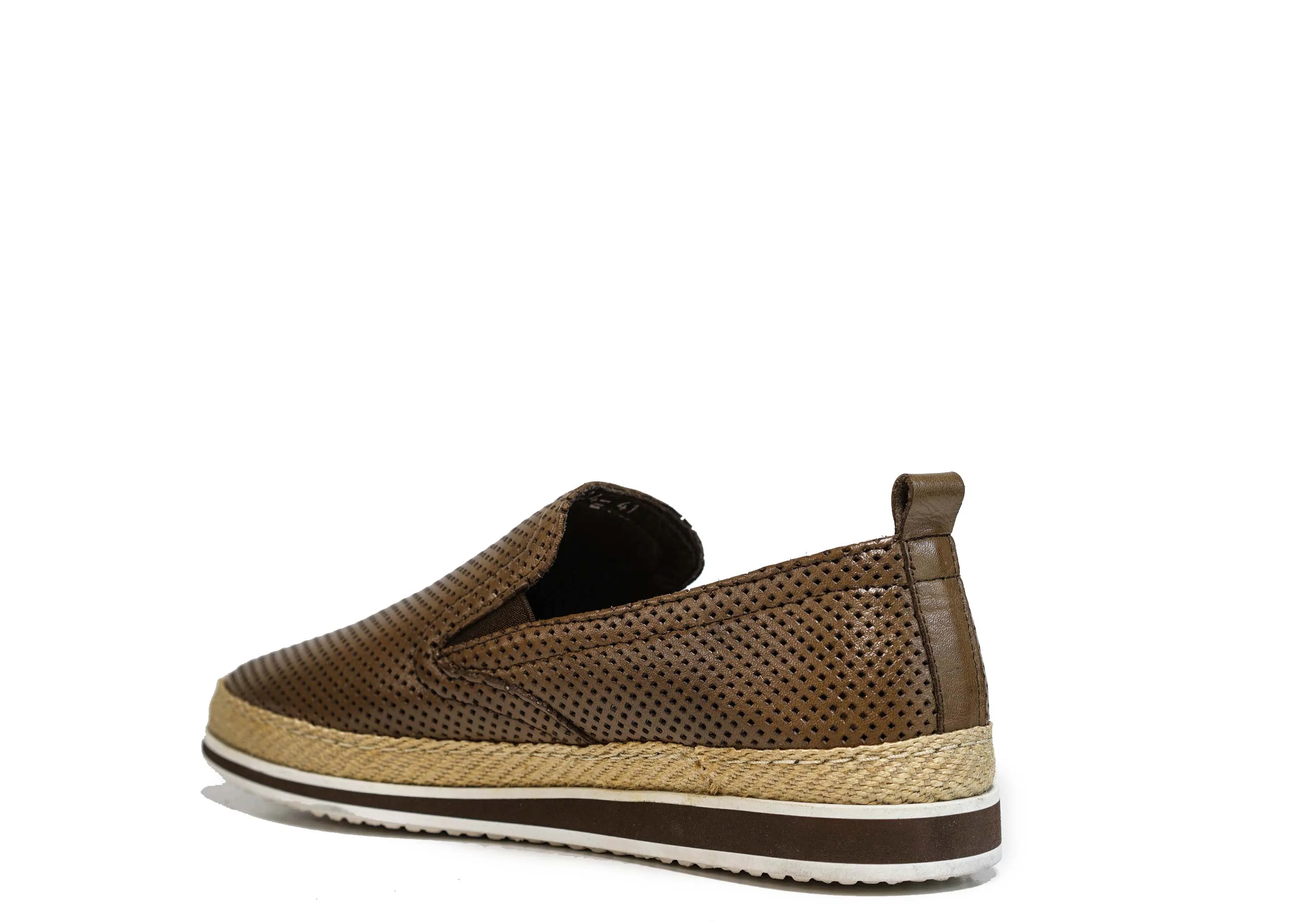 Roberto Serpentini Men's Marrone Perforated Leather Slip On 1824