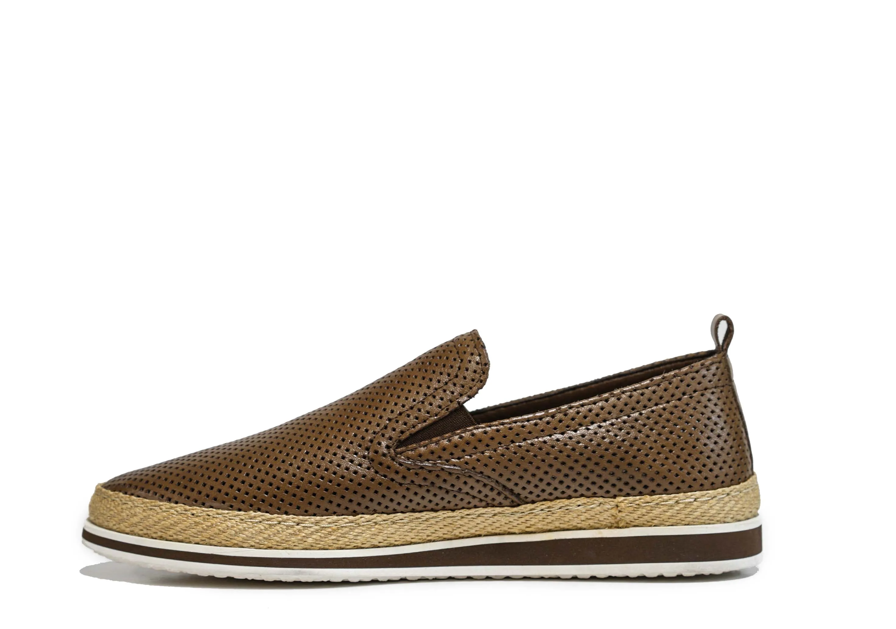 Roberto Serpentini Men's Marrone Perforated Leather Slip On 1824