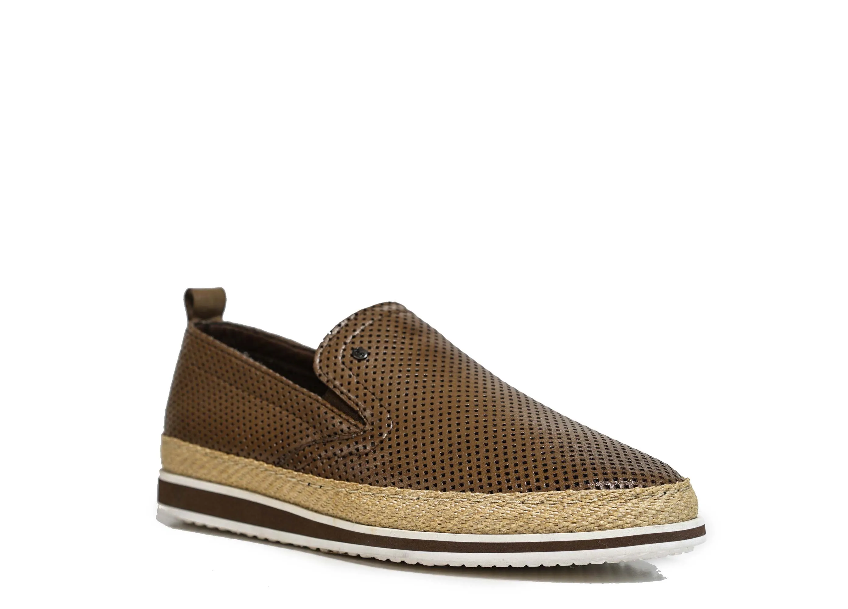 Roberto Serpentini Men's Marrone Perforated Leather Slip On 1824