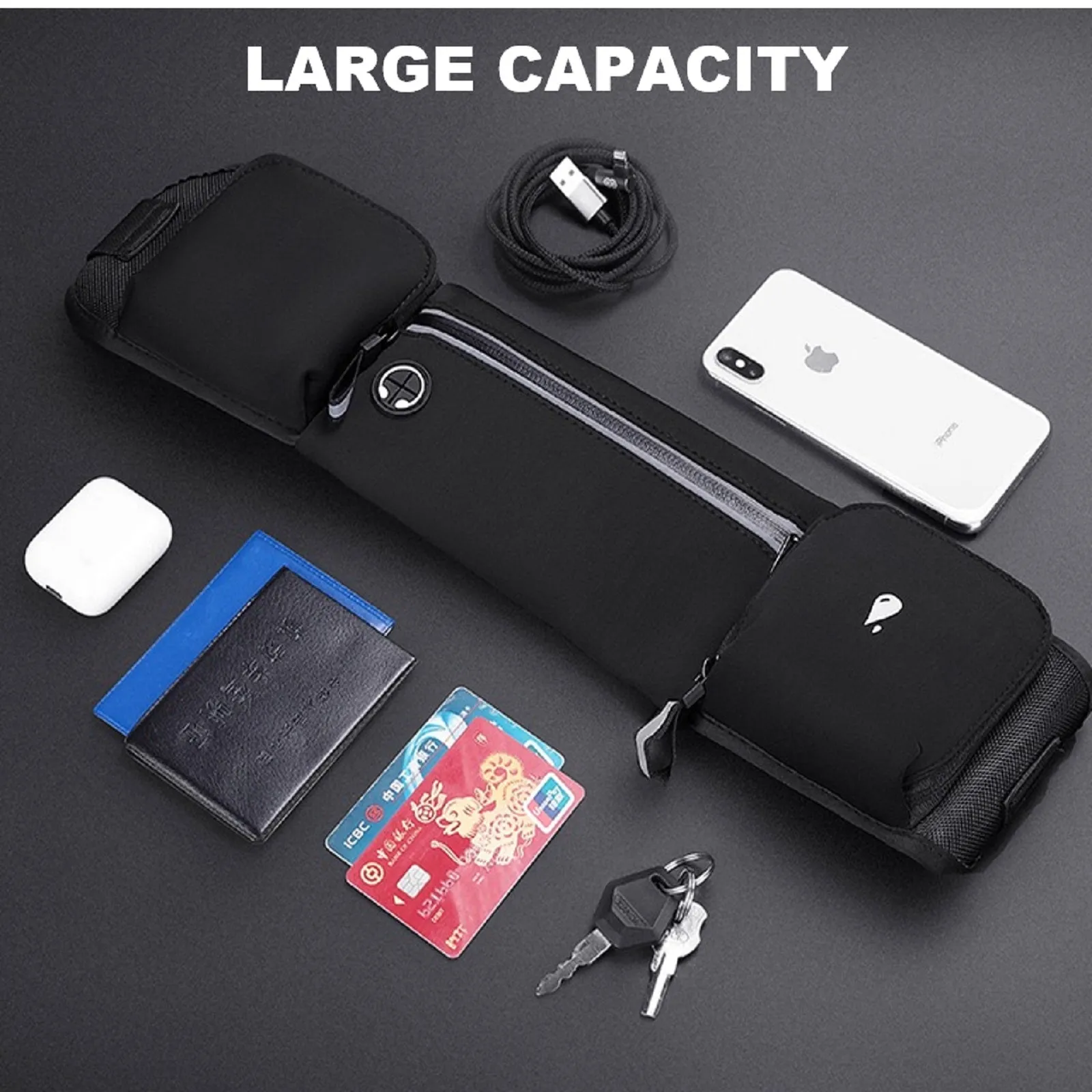 Running Belt Waist Bag with Hidden Water Bottle Holder For Men & Women