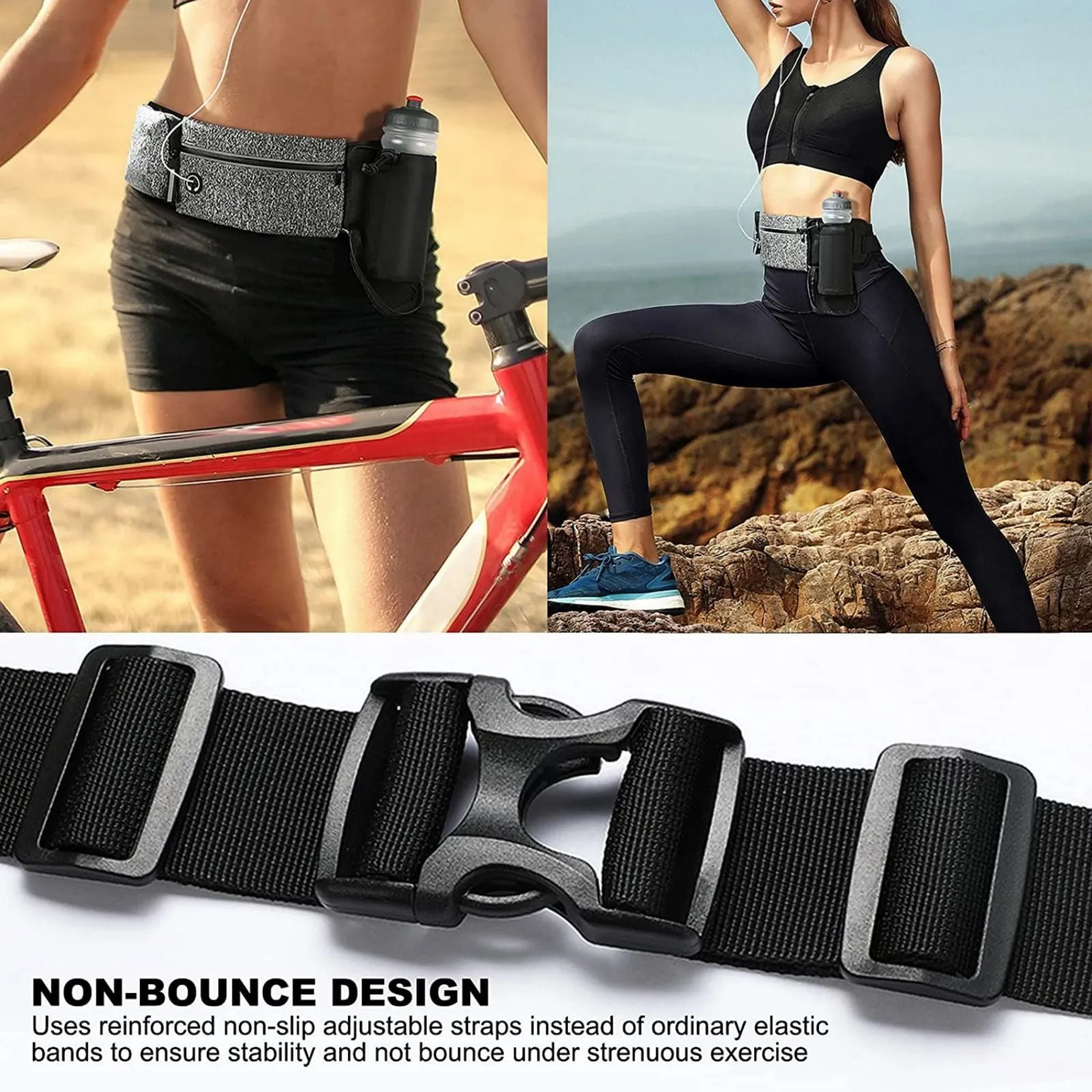 Running Belt Waist Bag with Hidden Water Bottle Holder For Men & Women
