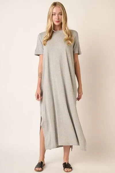 Side Slit Heather Grey Dress