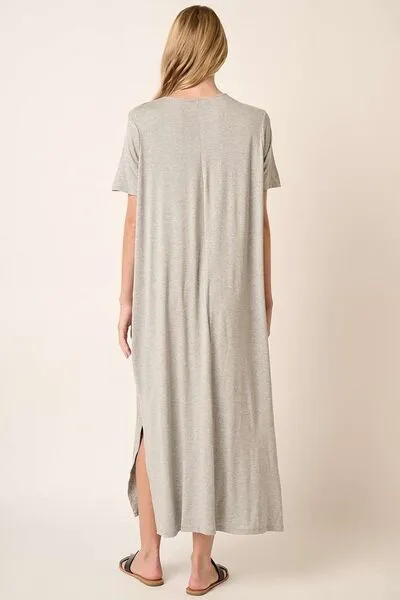 Side Slit Heather Grey Dress