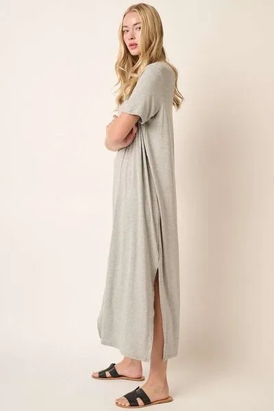 Side Slit Heather Grey Dress